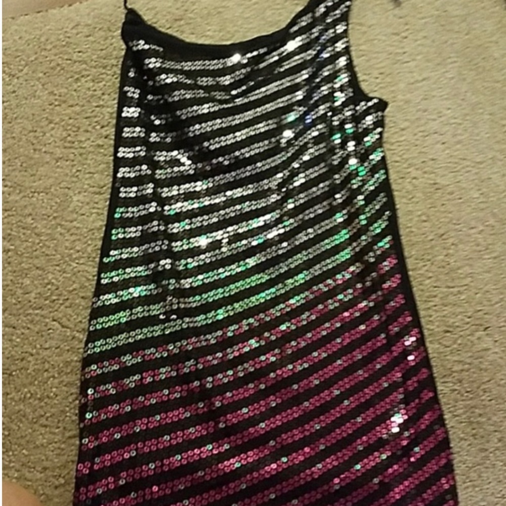 Express One Shoulder Sequin Tank NWT